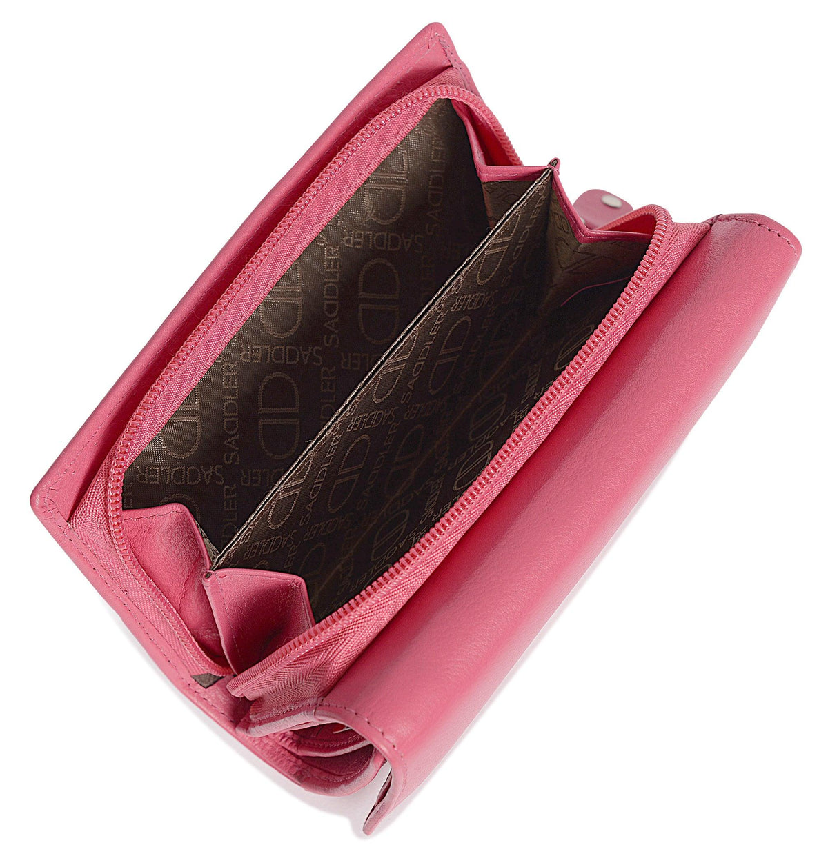 SADDLER PAULA Handmade Leather Trifold Purse – RFID Protected | 8 Card Slots, ID Window &amp; Rear Zip Pocket | Gift Boxed