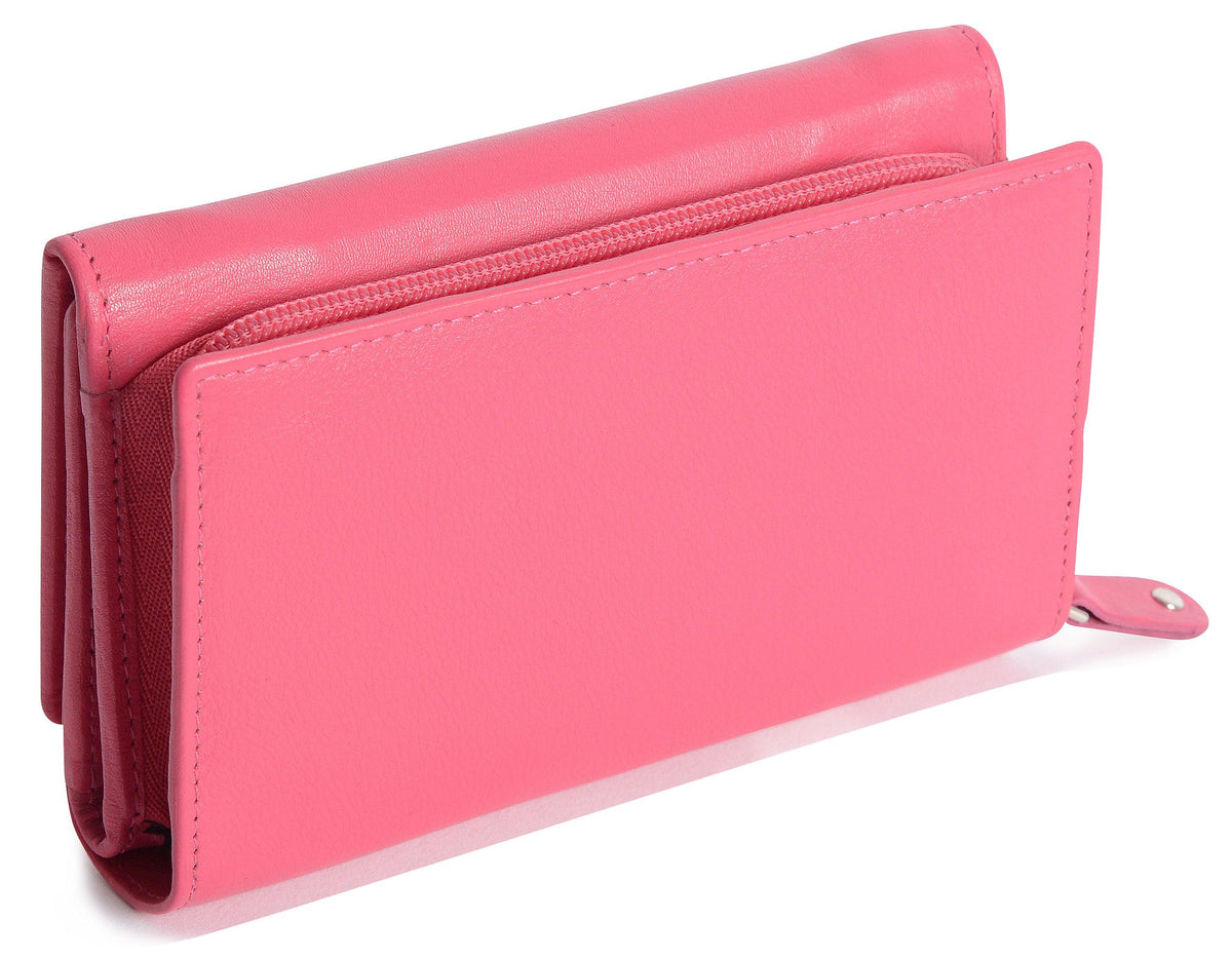 SADDLER PAULA Handmade Leather Trifold Purse – RFID Protected | 8 Card Slots, ID Window &amp; Rear Zip Pocket | Gift Boxed