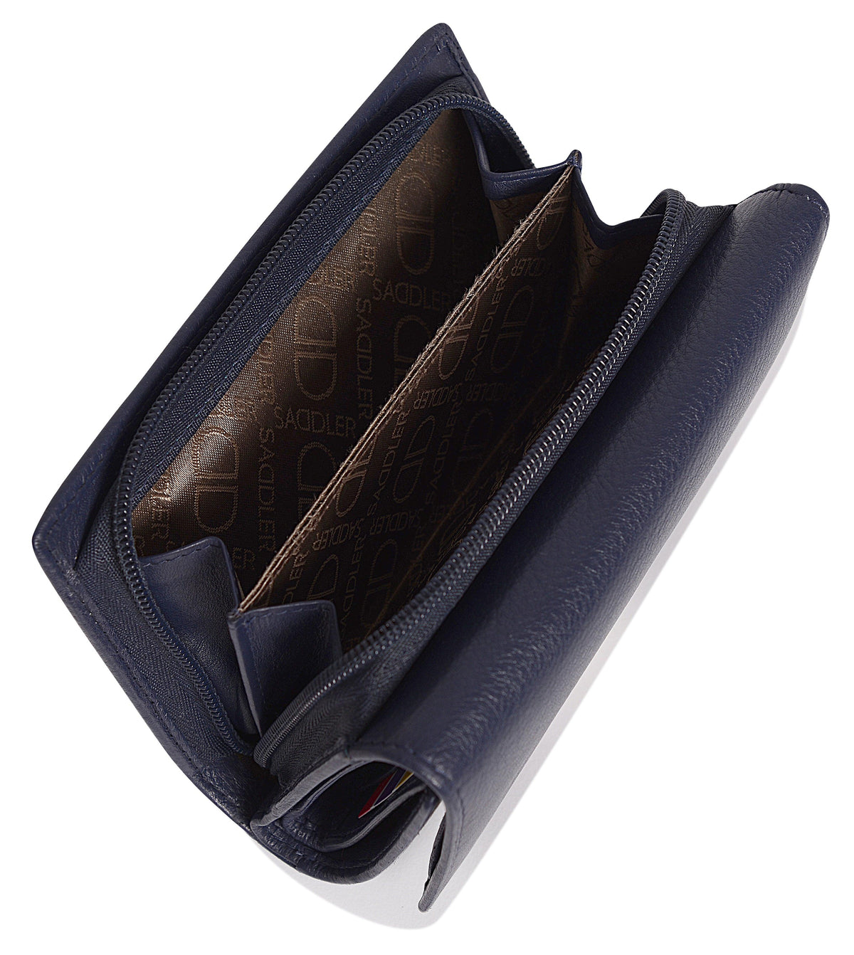 SADDLER PAULA Handmade Leather Trifold Purse – RFID Protected | 8 Card Slots, ID Window &amp; Rear Zip Pocket | Gift Boxed