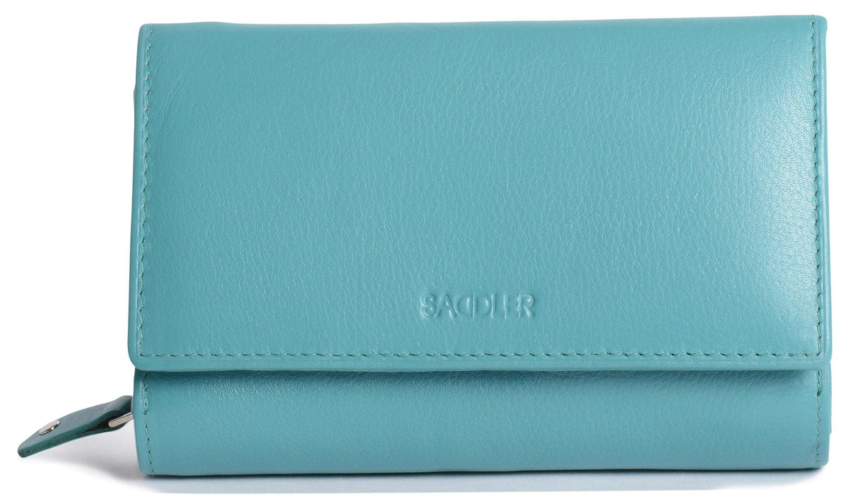SADDLER PAULA Handmade Leather Trifold Purse – RFID Protected | 8 Card Slots, ID Window &amp; Rear Zip Pocket | Gift Boxed