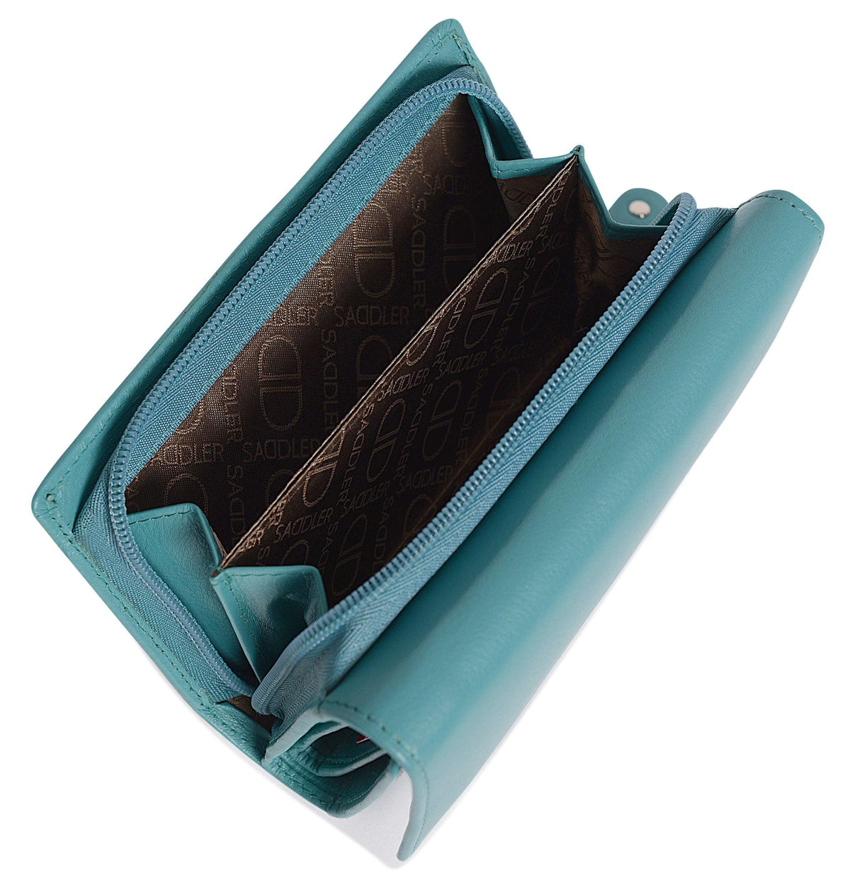 SADDLER PAULA Handmade Leather Trifold Purse – RFID Protected | 8 Card Slots, ID Window &amp; Rear Zip Pocket | Gift Boxed