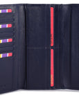 SADDLER CLAIRE Long Leather Trifold Purse - 18 Card Slots, Dual Zip Pockets, and Note Sections - RFID Protected