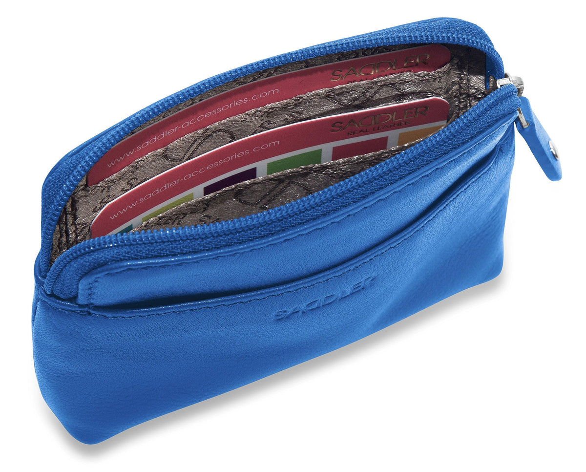 Compact Leather Zip-Top Purse "Pia" – Handmade by Saddler | RFID Protected &amp; Gift Boxed | Multi-Functional Card, Coin &amp; Key Holder