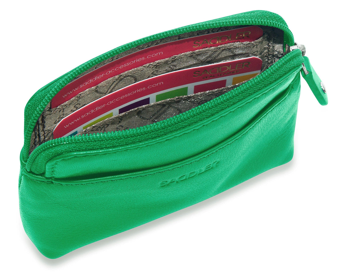 Compact Leather Zip-Top Purse "Pia" – Handmade by Saddler | RFID Protected &amp; Gift Boxed | Multi-Functional Card, Coin &amp; Key Holder