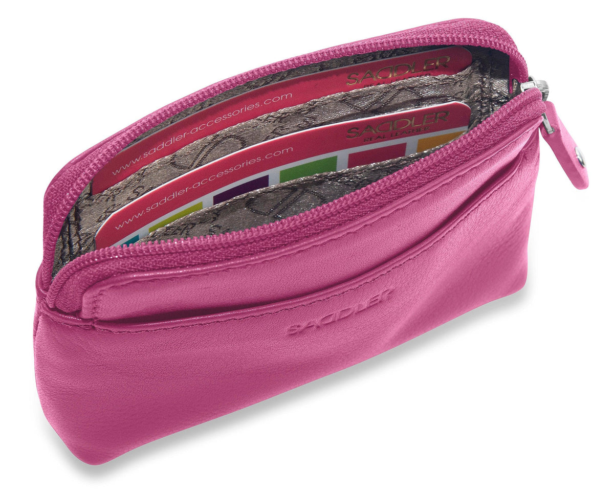 Compact Leather Zip-Top Purse "Pia" – Handmade by Saddler | RFID Protected &amp; Gift Boxed | Multi-Functional Card, Coin &amp; Key Holder