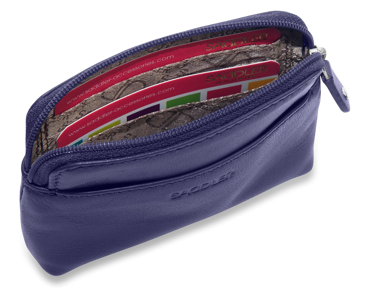 Compact Leather Zip-Top Purse "Pia" – Handmade by Saddler | RFID Protected &amp; Gift Boxed | Multi-Functional Card, Coin &amp; Key Holder