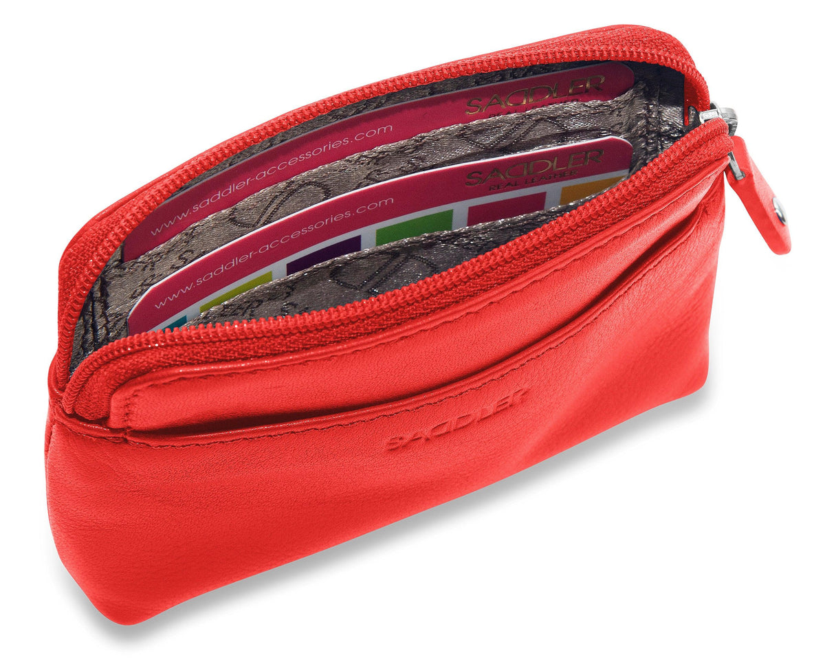 Compact Leather Zip-Top Purse "Pia" – Handmade by Saddler | RFID Protected &amp; Gift Boxed | Multi-Functional Card, Coin &amp; Key Holder