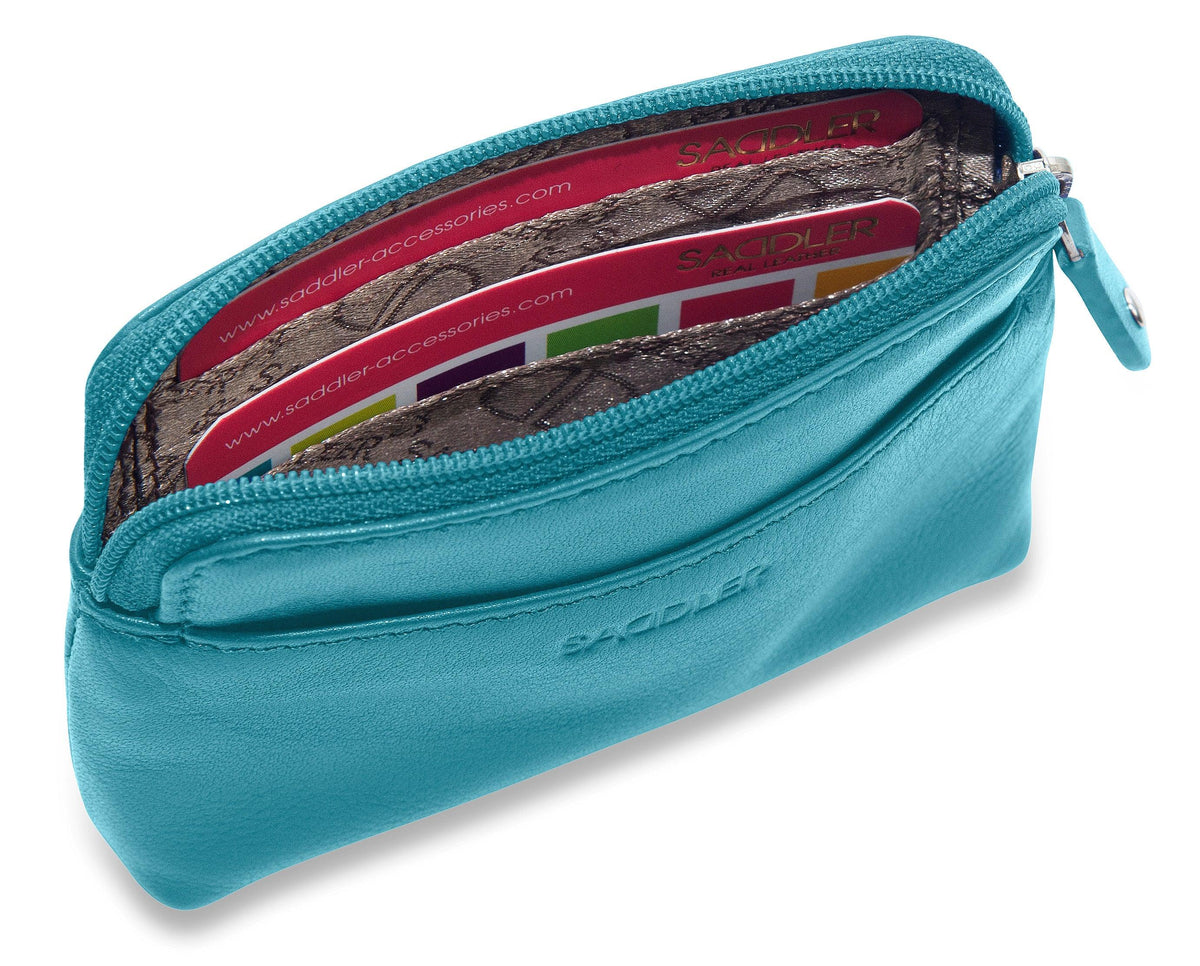 Compact Leather Zip-Top Purse "Pia" – Handmade by Saddler | RFID Protected &amp; Gift Boxed | Multi-Functional Card, Coin &amp; Key Holder