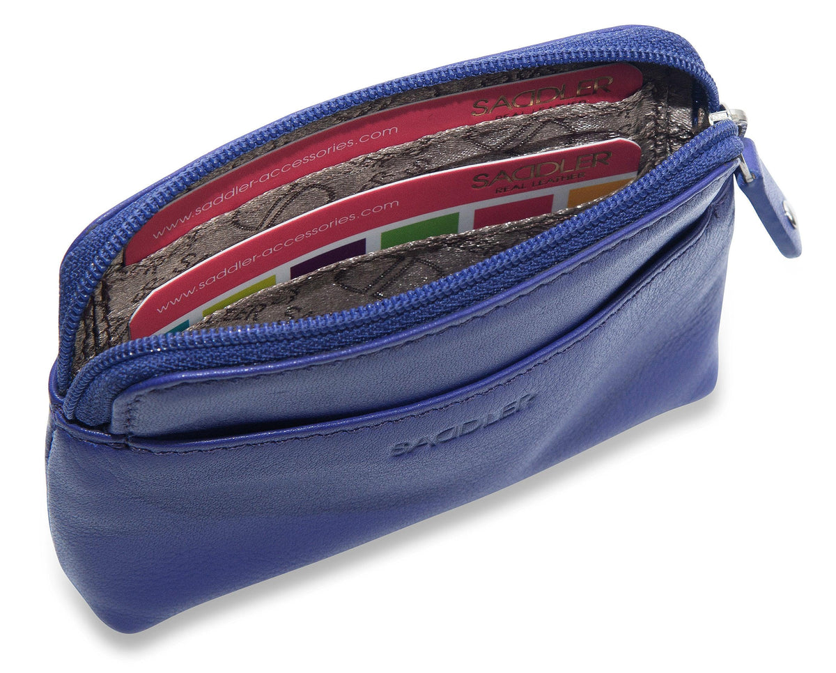 Compact Leather Zip-Top Purse "Pia" – Handmade by Saddler | RFID Protected &amp; Gift Boxed | Multi-Functional Card, Coin &amp; Key Holder