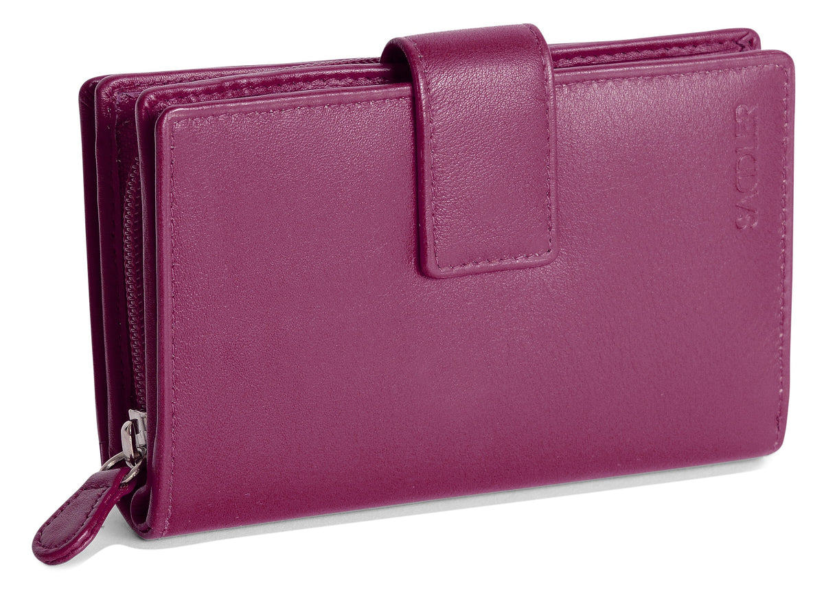 SADDLER GEORGIE Leather Double-Sided Purse - 13 Card Slots, Generous Space for Notes and Coins - RFID Protected