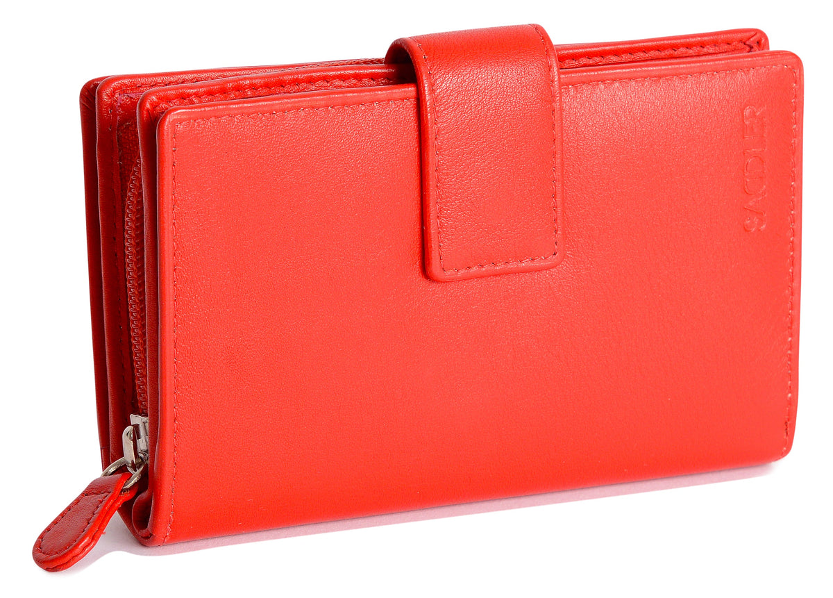 SADDLER GEORGIE Leather Double-Sided Purse - 13 Card Slots, Generous Space for Notes and Coins - RFID Protected