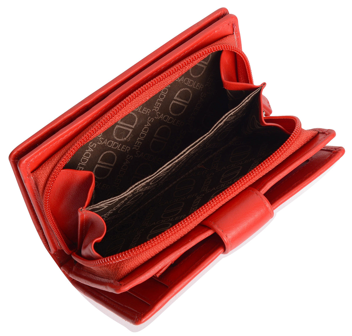SADDLER GEORGIE Leather Double-Sided Purse - 13 Card Slots, Generous Space for Notes and Coins - RFID Protected