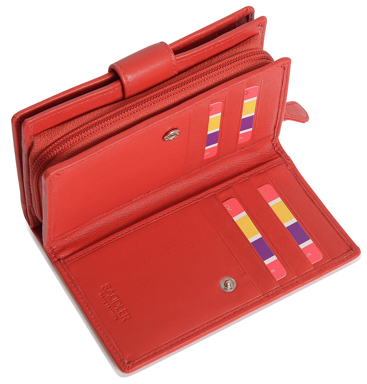 SADDLER GEORGIE Leather Double-Sided Purse - 13 Card Slots, Generous Space for Notes and Coins - RFID Protected