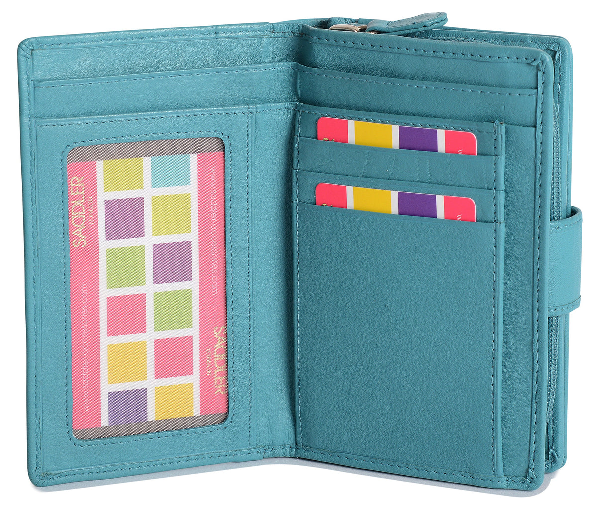 SADDLER GEORGIE Leather Double-Sided Purse - 13 Card Slots, Generous Space for Notes and Coins - RFID Protected