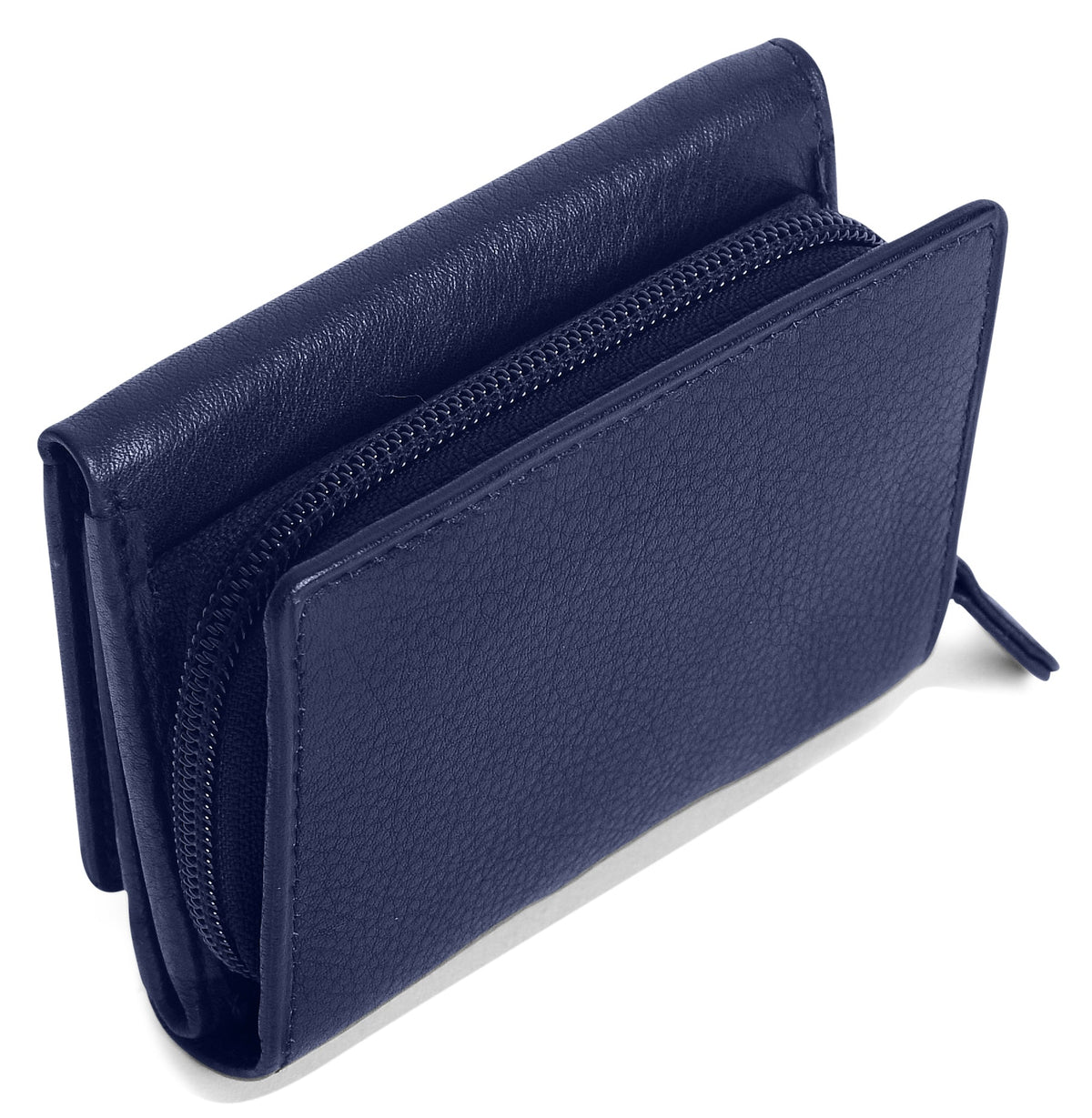 SADDLER CARLA Handmade Leather Compact Trifold Purse – RFID Protected | 5 Card Slots, ID Window &amp; Zipped Coin Pocket | Gift Boxed