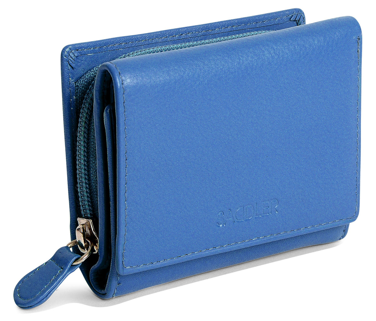 SADDLER CARLA Handmade Leather Compact Trifold Purse – RFID Protected | 5 Card Slots, ID Window &amp; Zipped Coin Pocket | Gift Boxed