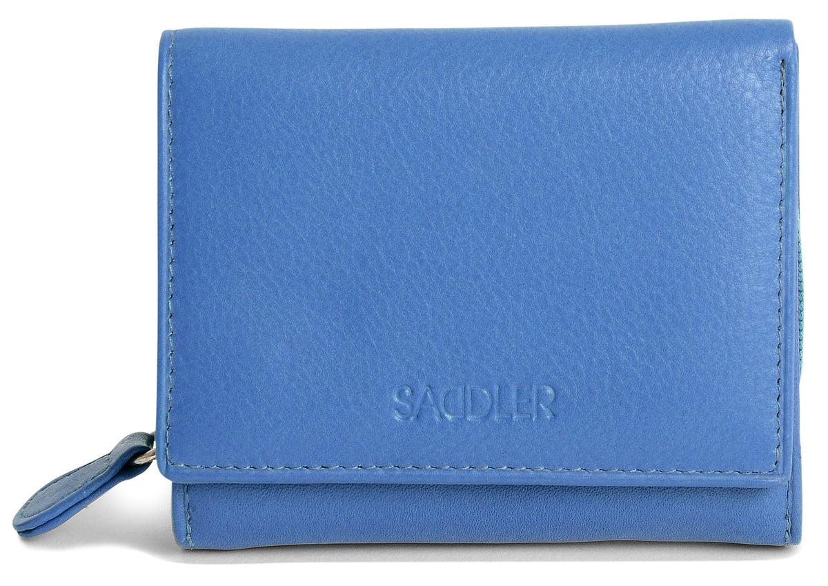 SADDLER CARLA Handmade Leather Compact Trifold Purse – RFID Protected | 5 Card Slots, ID Window &amp; Zipped Coin Pocket | Gift Boxed