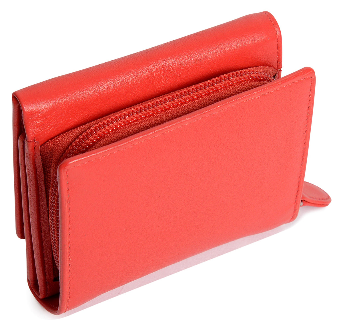 SADDLER CARLA Handmade Leather Compact Trifold Purse – RFID Protected | 5 Card Slots, ID Window &amp; Zipped Coin Pocket | Gift Boxed
