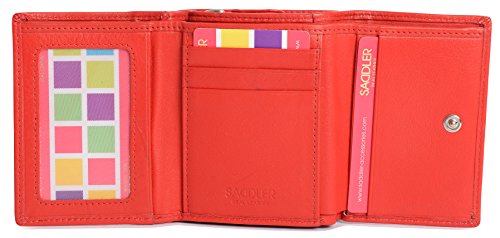SADDLER CARLA Handmade Leather Compact Trifold Purse – RFID Protected | 5 Card Slots, ID Window &amp; Zipped Coin Pocket | Gift Boxed