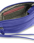 SADDLER SCARLETT Leather Zip Top Mini Clutch - Phone Holder with Detachable Wrist Strap - RFID Protected