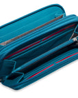 SADDLER GABRIELLA Leather Double Zip Around Purse - 8 Card Slots, Phone Pocket, and Coin Purse - RFID Protected