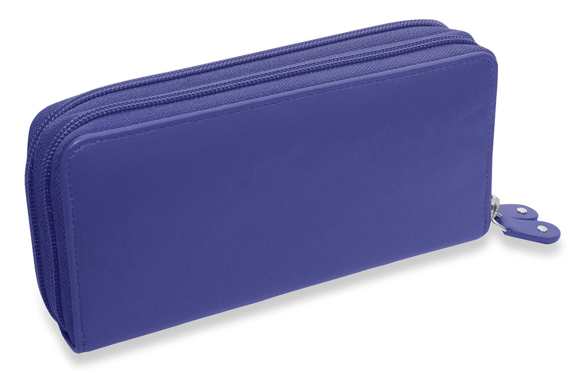 SADDLER GABRIELLA Leather Double Zip Around Purse - 8 Card Slots, Phone Pocket, and Coin Purse - RFID Protected