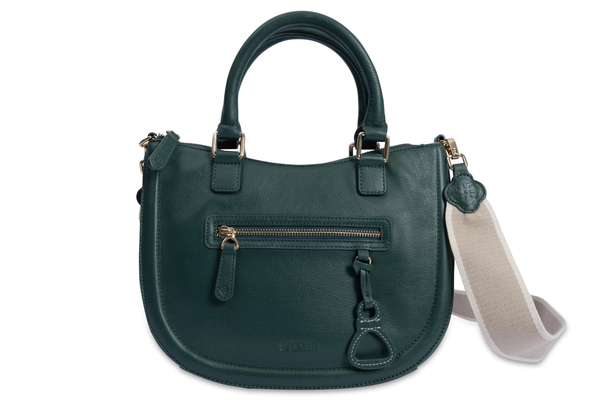 SADDLER "Chloe" Real Leather Twin-Handle Handbag with Crossbody Strap - Handmade, with Keepsake Pouch