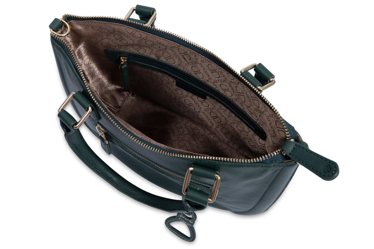 SADDLER "Chloe" Real Leather Twin-Handle Handbag with Crossbody Strap - Handmade, with Keepsake Pouch