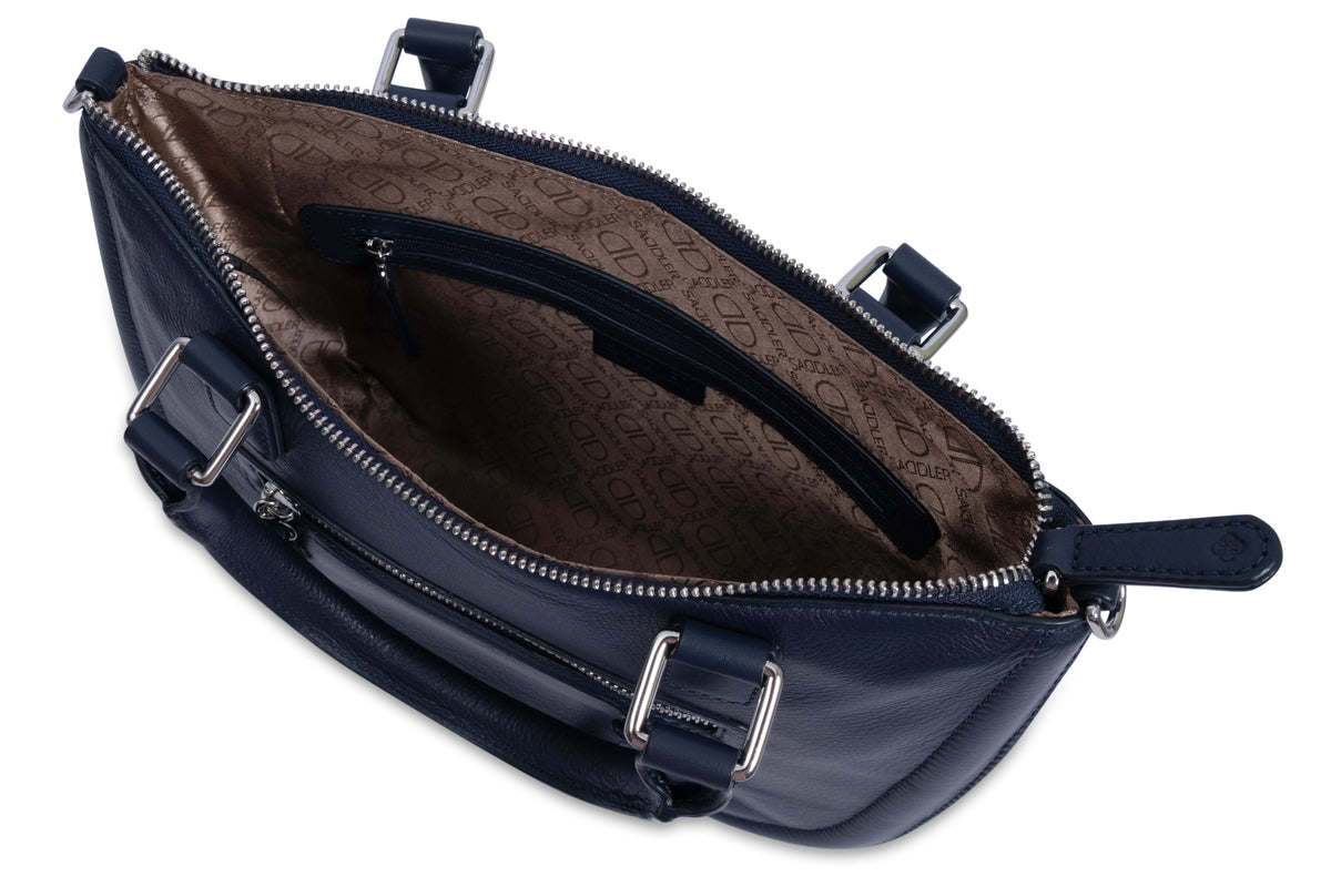 SADDLER "Chloe" Real Leather Twin-Handle Handbag with Crossbody Strap - Handmade, with Keepsake Pouch