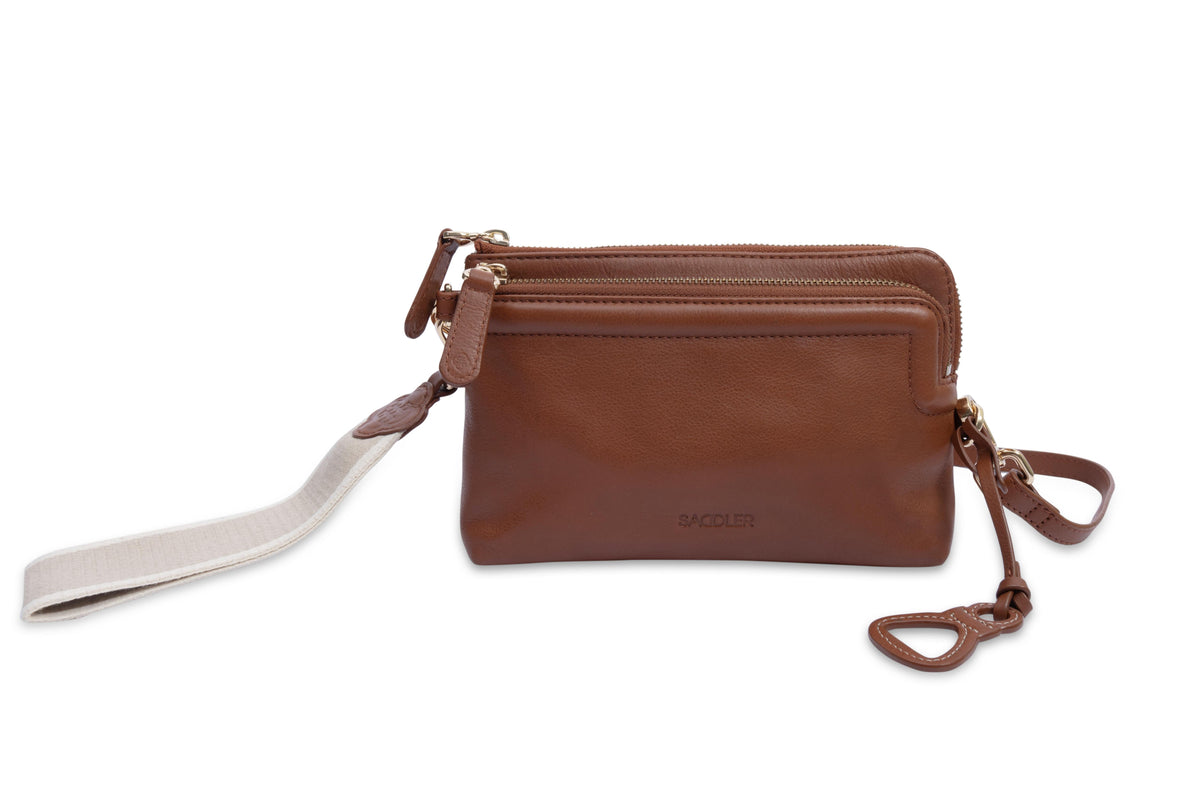 Heather Leather Clutch &amp; Crossbody Bag - Handmade by Saddler  – Versatile &amp; Compact