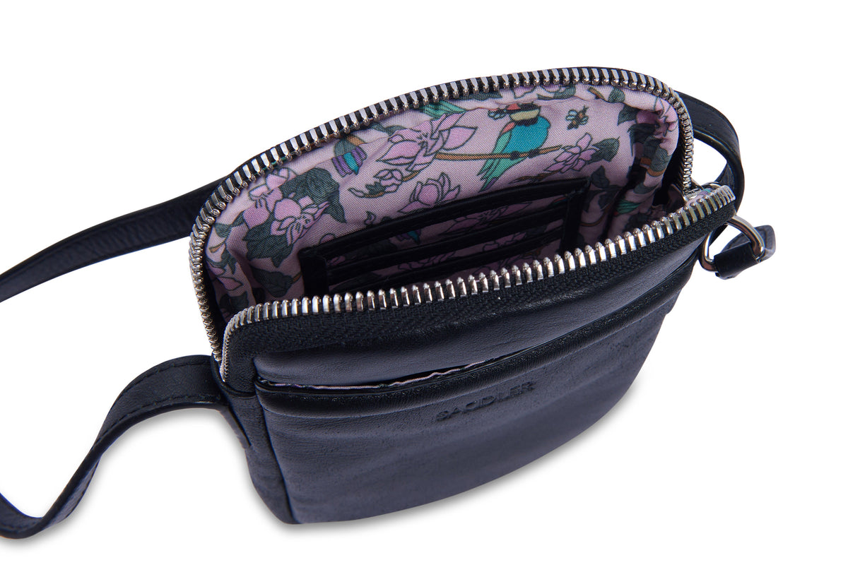 SADDLER "Margot" Real Leather Crossbody Zip Top RFID Phone Pouch - Gift Boxed