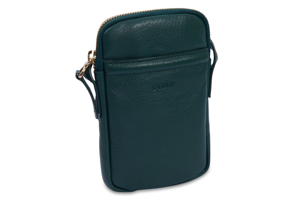 SADDLER "Margot" Real Leather Crossbody Zip Top RFID Phone Pouch - Gift Boxed