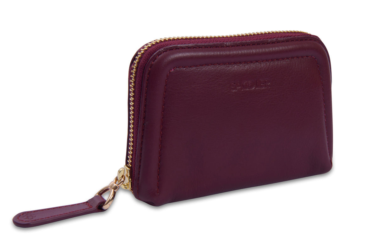 SADDLER "Annabelle" 2 Section RFID Real Leather Zip Top Coin Purse (Gift Boxed)