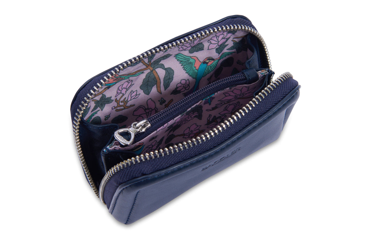 SADDLER "Annabelle" 2 Section RFID Real Leather Zip Top Coin Purse (Gift Boxed)