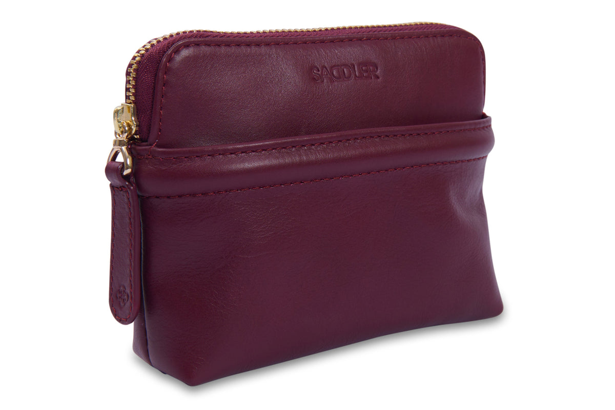 SADDLER "Louisa" RFID Real Leather Zipped Organiser and Cosmetic Pouch (Gift Boxed)
