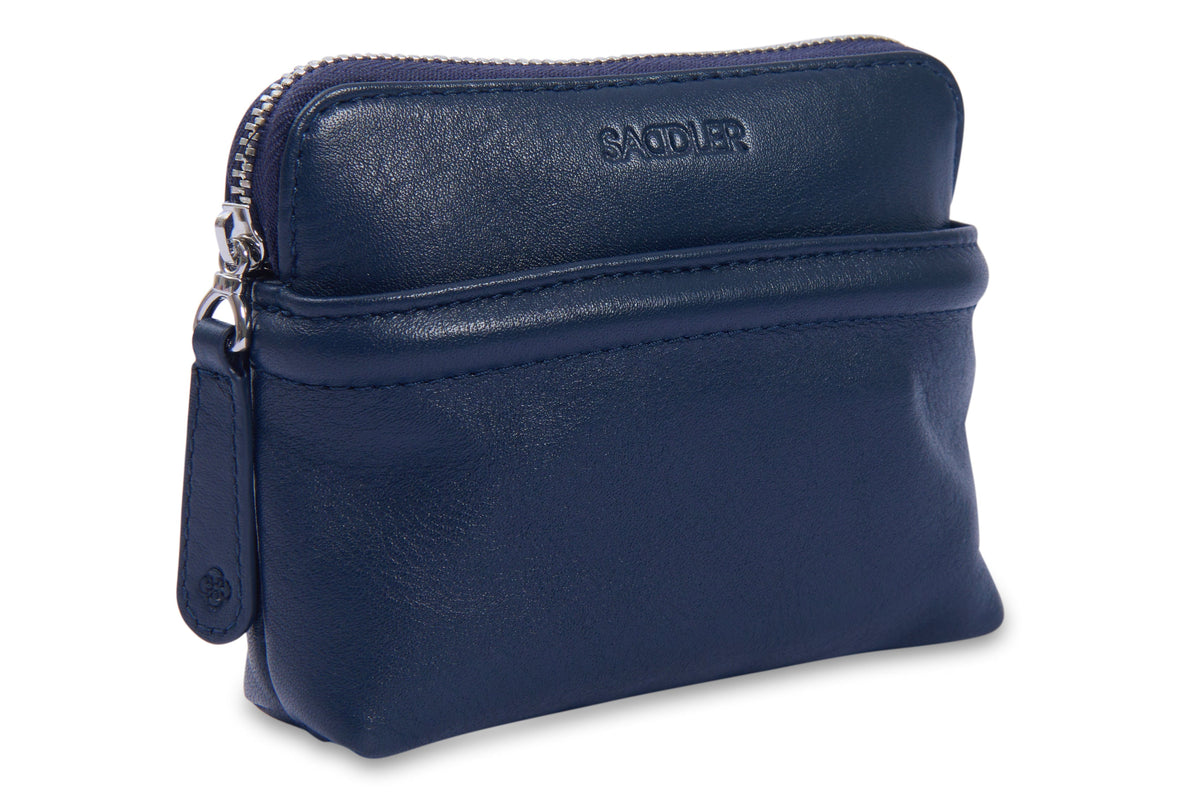 SADDLER "Louisa" RFID Real Leather Zipped Organiser and Cosmetic Pouch (Gift Boxed)