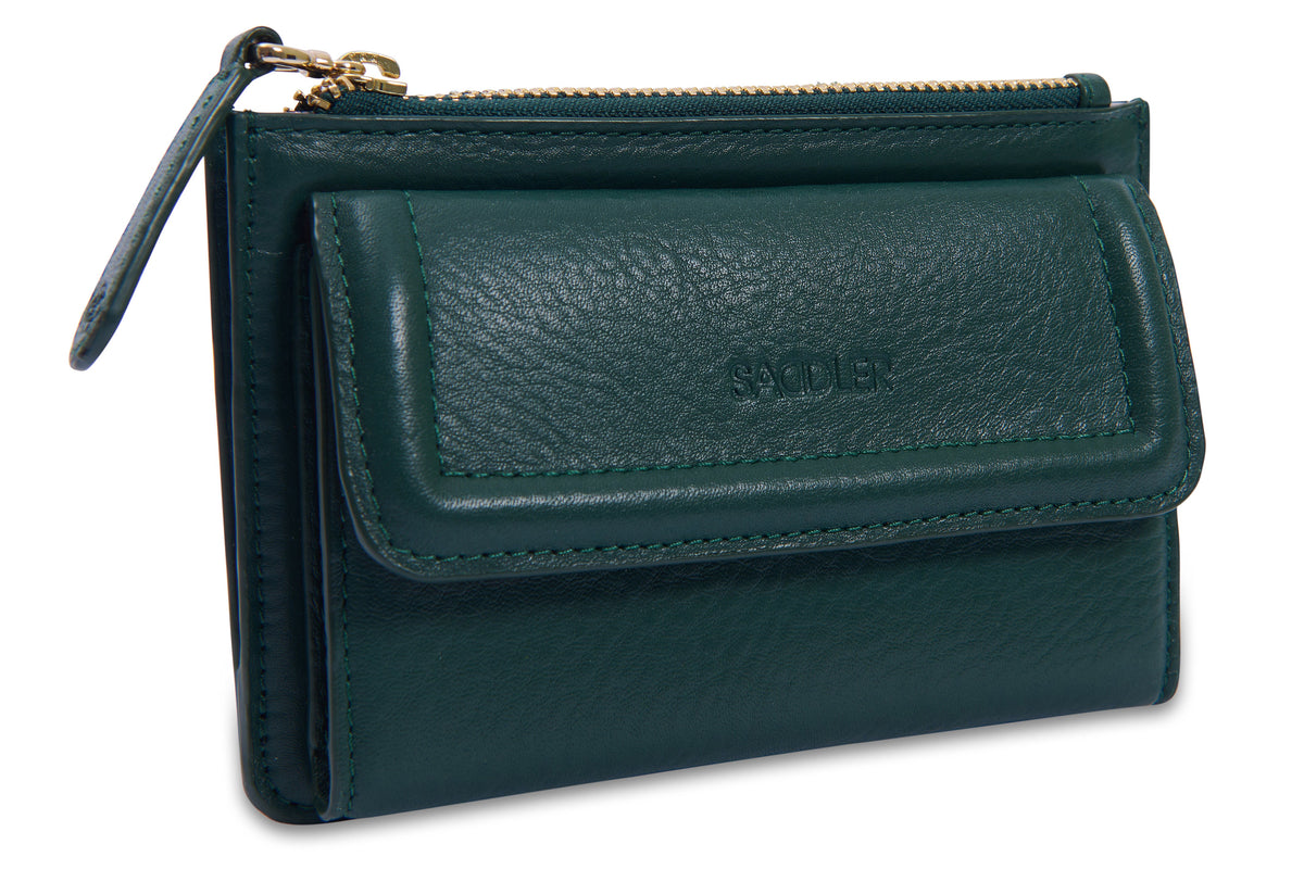 SADDLER "Marion" Bifold Real Leather Card Wallet with Zip Top Coin Purse (Gift Boxed)