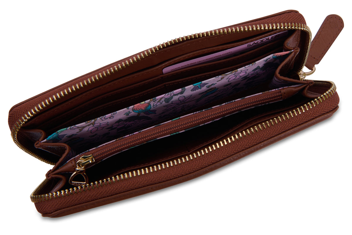 SADDLER "Beatrice" RFID Long Zipper Real Leather Purse (Gift Boxed)
