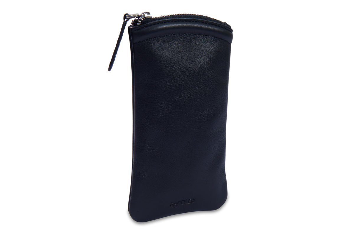 SADDLER "Mabel" Zip Top Real Leather Glasses Case with Card Holder (Gift Boxed)