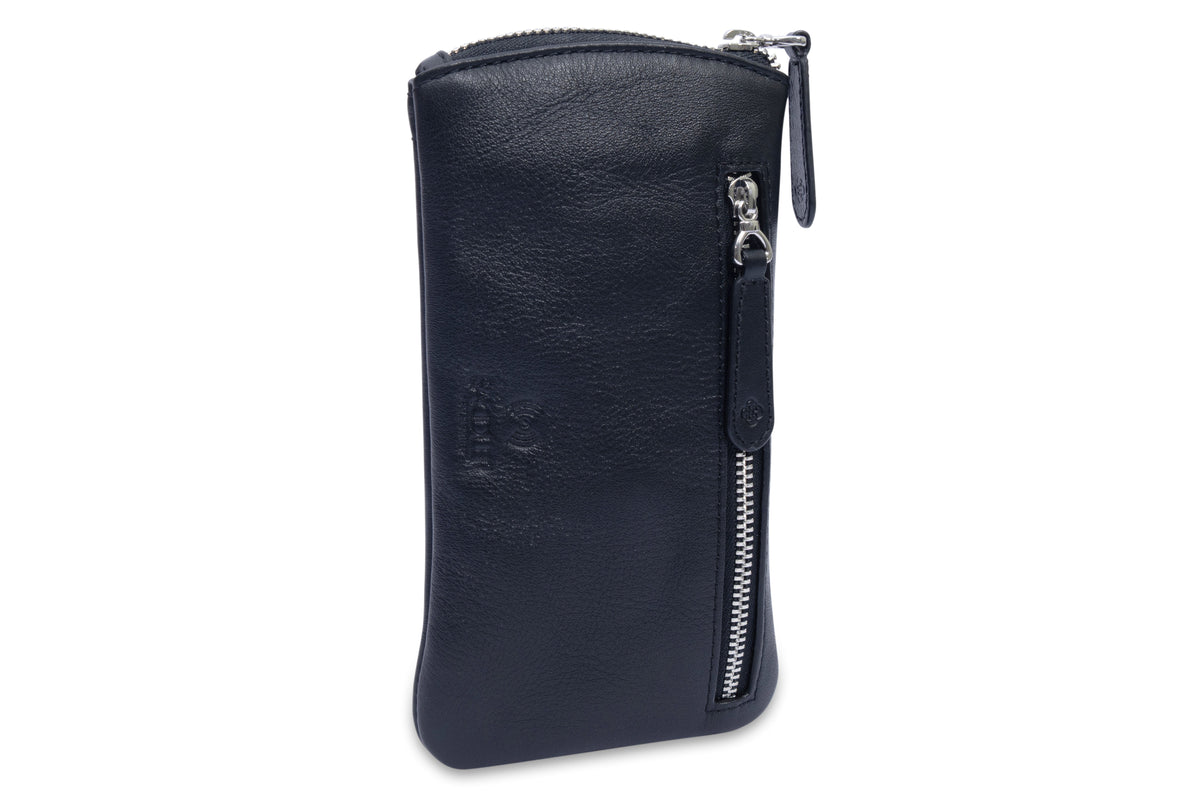 SADDLER "Mabel" Zip Top Real Leather Glasses Case with Card Holder (Gift Boxed)