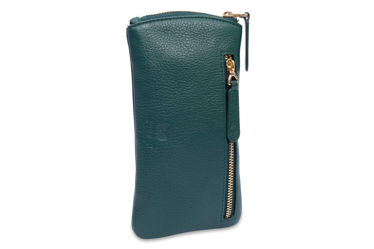 SADDLER "Mabel" Zip Top Real Leather Glasses Case with Card Holder (Gift Boxed)