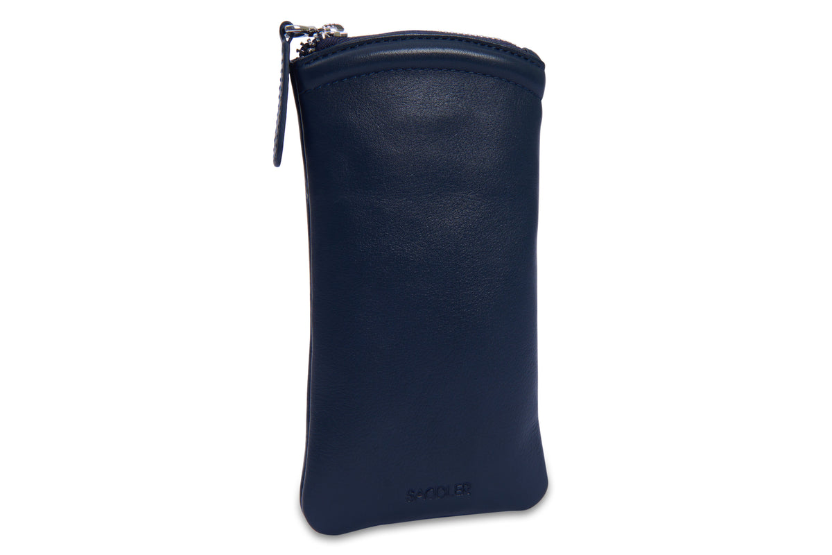 SADDLER "Mabel" Zip Top Real Leather Glasses Case with Card Holder (Gift Boxed)