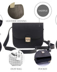 Natural Leather Saddle Bag Large – Black