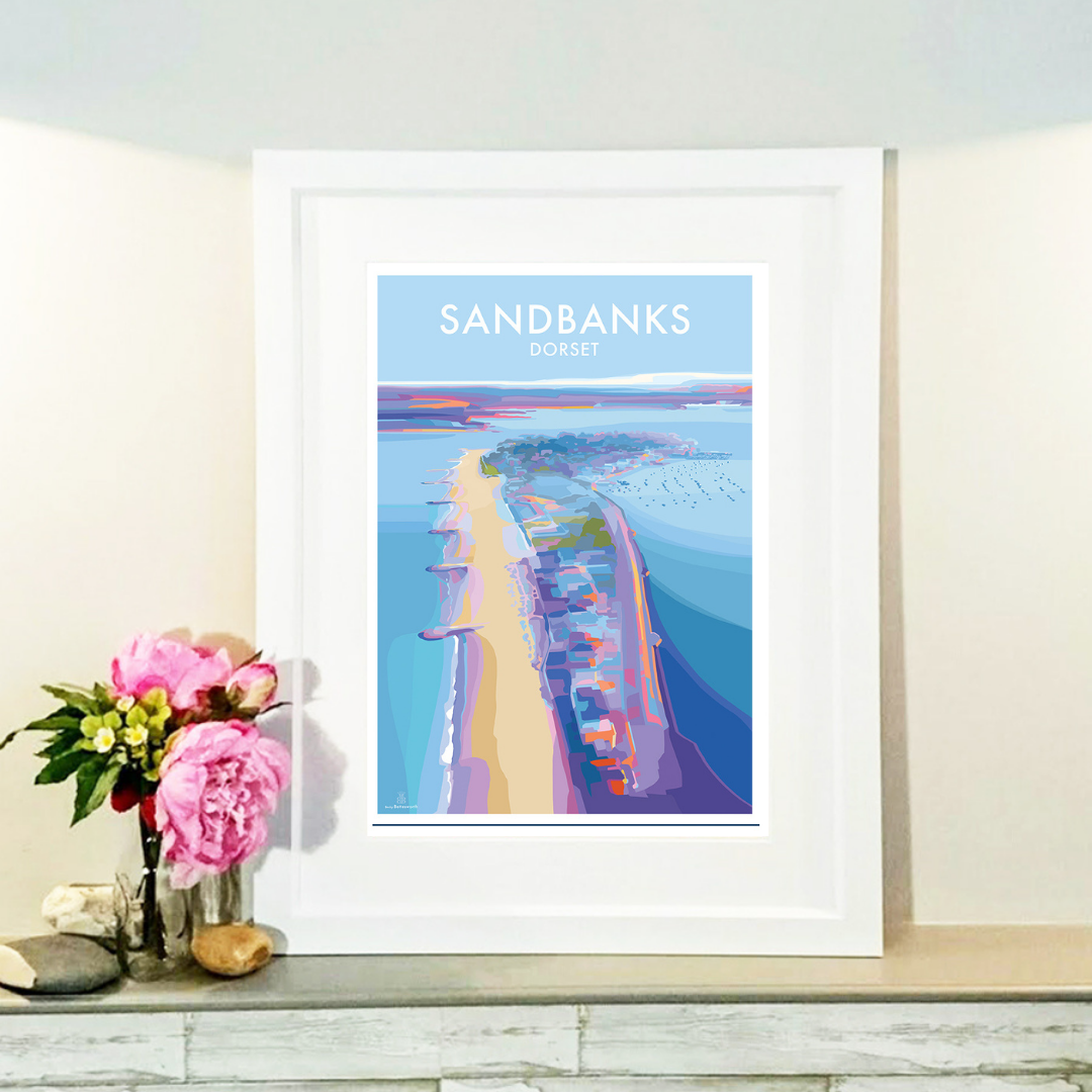 Sandbanks Vintage Seaside Travel Poster Print