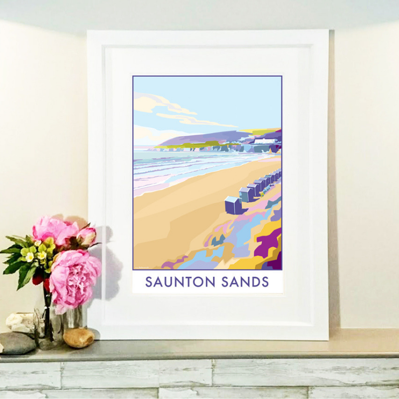 Saunton Sands Vintage Seaside Print