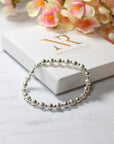 Sterling Silver Plain & Corrugated beaded bracelet
