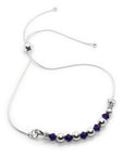 Sterling Silver Purple Crystal Ball Sliding Adjustable Bracelet