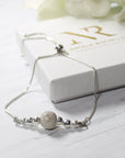 Sterling Silver Purple Crystal Ball Sliding Adjustable Bracelet