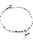 Sterling Silver Oval Bead Bracelet with Dolphin Charm