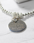 Sterling Silver True Friend Beaded Heart Charm Friendship Bracelet